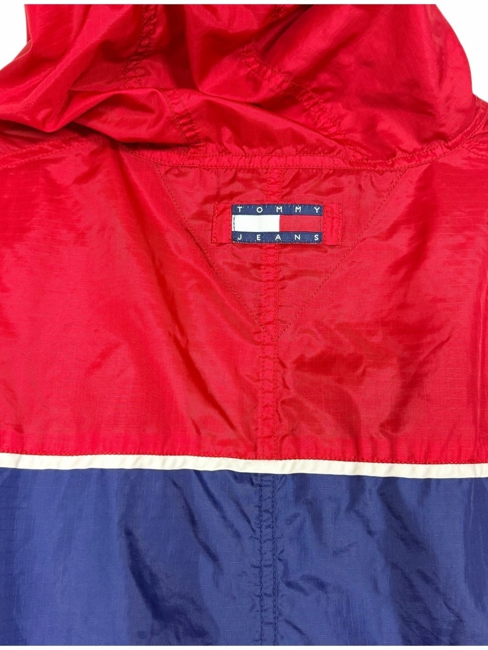 Tommy Jeans Vintage Y2K Colorblock Anorak Windbreaker Men’s L Red Navy - Picture 7 of 11